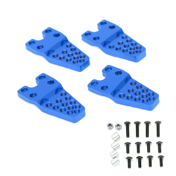 4 st RC-fästen i aluminiumlegering, hållbara, robusta, utbytbara, justerbara tillbehör för 1/10 1/8 simuleringsklättringsbilar, blå