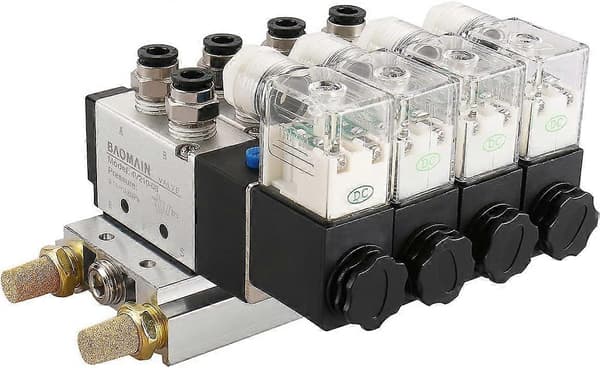 4 integrerte magnetventiler 4V210-08 DC 24V enkelthode 2 posisjon 5 veid med