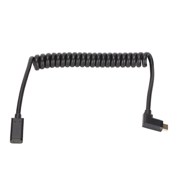 USB C-kabel USB C hunn til USB C hann 4K 60Hz 3A Hurtiglading 10Gbps 1,2m spiralfjærdesign USB C strømledning hunnhode til hann sidebøyning