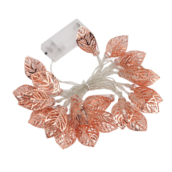 Rose Gold String Lights 20 LED-lampor Vattentät batteridriven urholkade lövlampor String Party Dörr inomhus