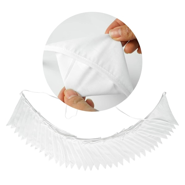 36 stk. Stort hvidt stof Bunting Trekant Banner Guirlander Bomuldsvimper til bryllupsfødselsdagsfester ceremonier