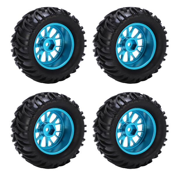 4 stk RC bilgummidæk med blå nav V-form til WLtoys 144001 1/14 fjernstyret bil