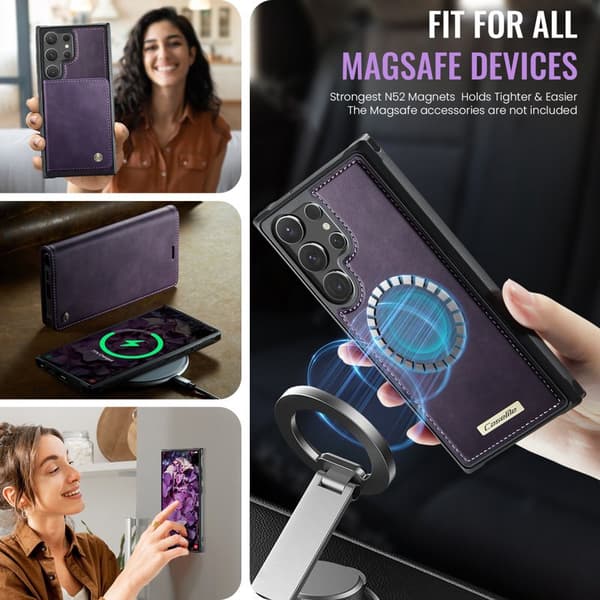 Plånbok kompatibel med Samsung Galaxy S26 Ultra konstläder RFID - Lila
