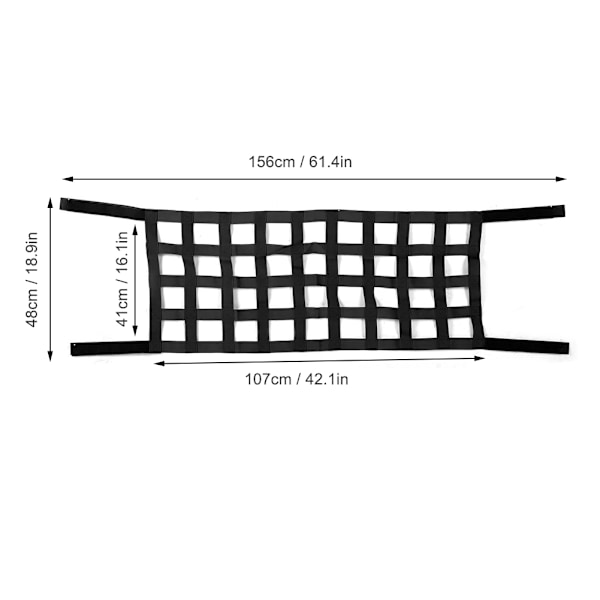 Takförvaringsnät för Jeep Wrangler TJ JK JL 1997-2018 Svart