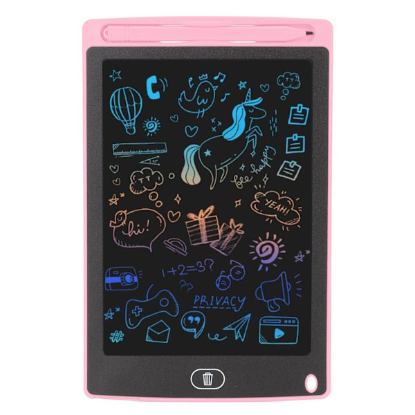 8,5 tommers LCD-skrivetavle fargerik tegnetbrett for barn Fargerik Doodle Board-leketøy for 1 til 10 år Jenter Gutter Rosa