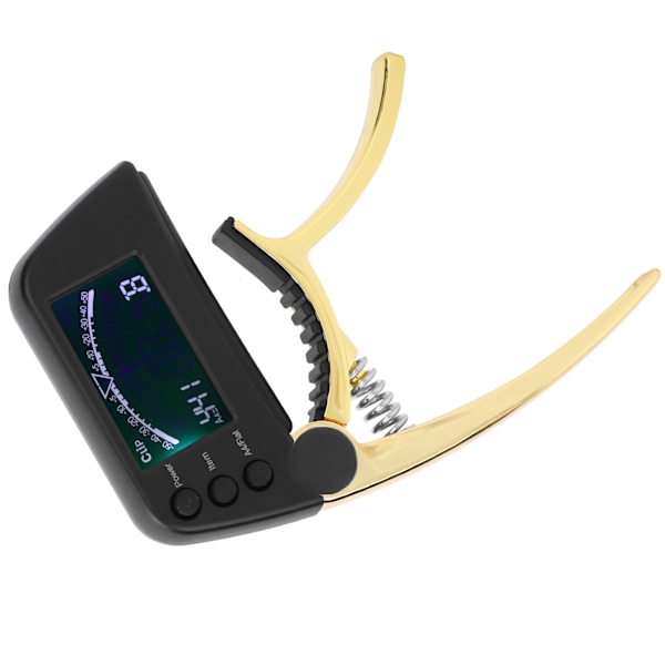 Gitarr Capo Tuner zinklegering ABS 2 i 1 klämma med LCD för akustisk elektrisk klassiska ukulele Gyllene