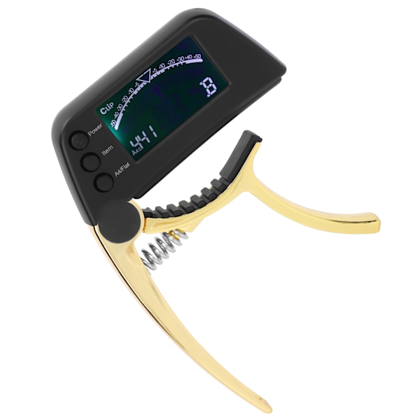 Gitarr Capo Tuner zinklegering ABS 2 i 1 klämma med LCD för akustisk elektrisk klassiska ukulele Gyllene