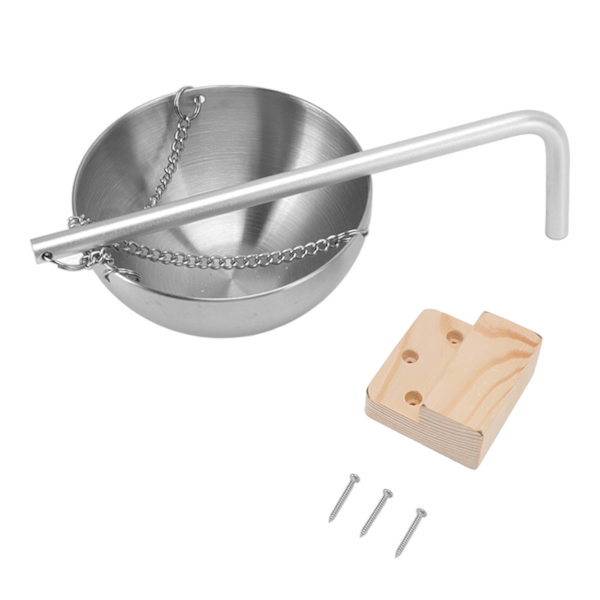 Bastu skål Rostfritt stål hängande aromaterapi oljekopp med träblock för bastu rum S 12cm