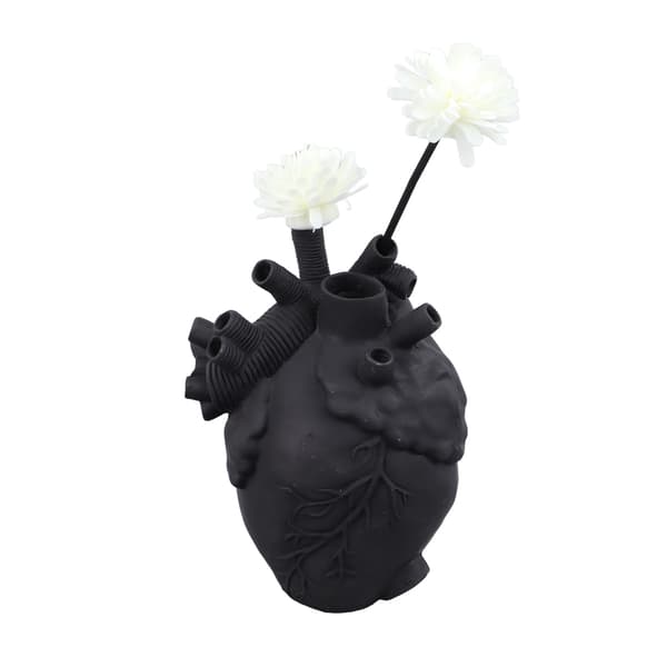 Kreative Anatomiske Hjertevaser Harpiks Skulptur Hjerteformede Kunst Blomstervaser Bordplade Boligindretning til Stue Sort