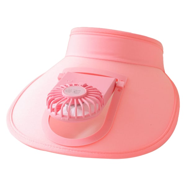 Sommer Fan Hat Sød Stor Skygge UV Beskyttelse 3 Niveauer USB Genopladelig Børne Solhat til Udendørs Rejser Strand Pink