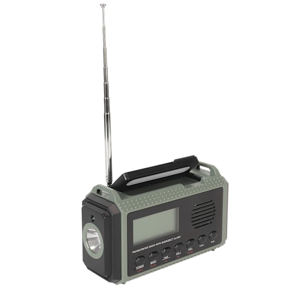 Nødradio FM AM SW WX 10000mAh Solcellelading Bærbar LCD Digital Display Håndsveiv Radio for utendørs bruk