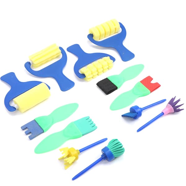 12 kpl sienimaalaussiveltimiä EVA-leimarulla DIY Early Learning Tools Taaperoille Lapsille Maalisetti