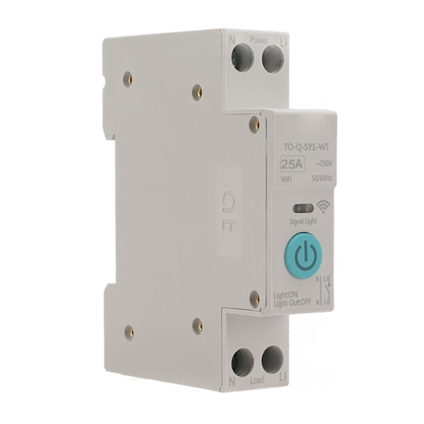 WIFI Smart Switch Breaker Trådløs Telefon Fjernbetjening DIN35 Skinne Cyklus Timing Nedtælling Hvid ‑230V 25A