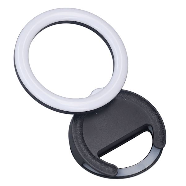 Clip On Ringlys til telefon 180 graders rotation 3 farver LED Selfie Ringlys til telefon Tabletter Bærbare computere Sort