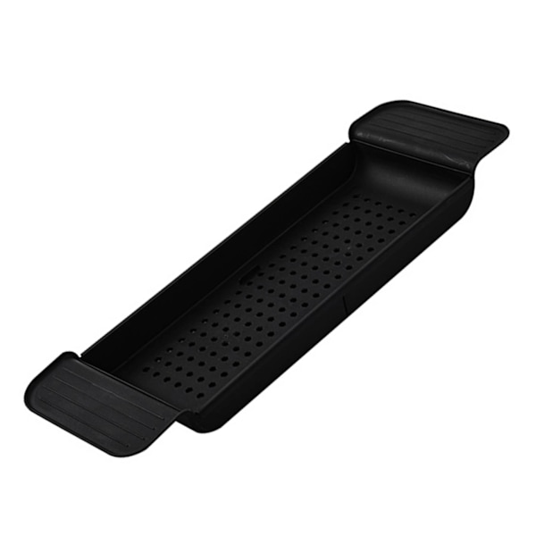 Badkarsbricka Stabil placering Expanderbart plastmaterial Dräneringsdesign Bath Caddy Badkarsbord för badrum Svart