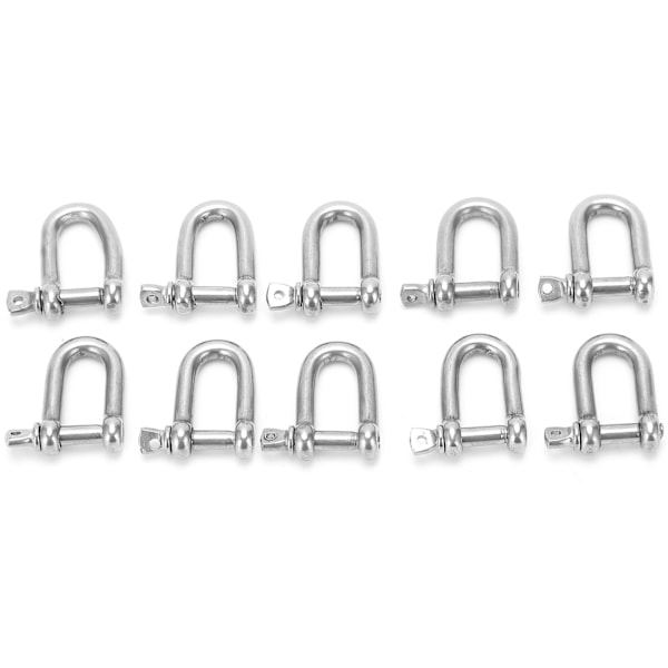 10 st M4 skruvstift Ankarbygel 304 Rostfritt stål Heavy Duty DShape Shackle för camping