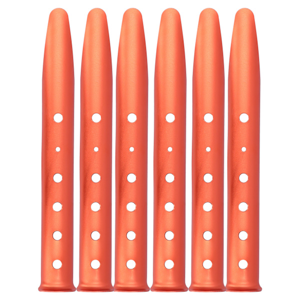 6 stk Orange US-formede teltpløkke Aluminiumlegering Camping Strand Sandpinne Sne Jord Stake