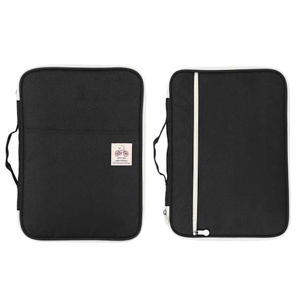 A4 dokumentväska Fil Mapp Portfolio Organizer Dator Notebook Fodral med dragkedja (svart)