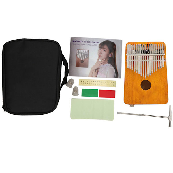 17 nycklar Kalimba Mahogny EQ Thumb Piano Inbyggd pickup med bärväska - Ren HornYellow