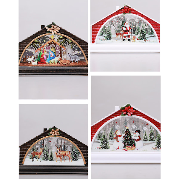 Christmas House Manger Snow House Dekoration Nattljus Heminredning Rekvisita Christmas Village House Ornament