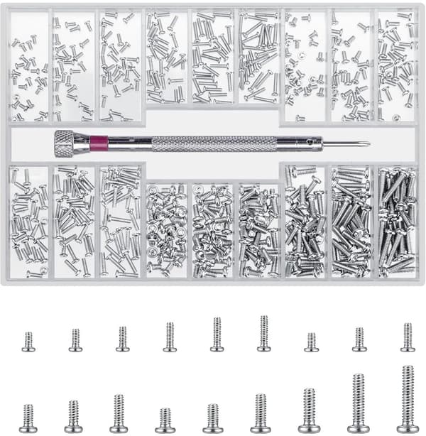 ING 500 Pcs Laptop Screws, M1.2 M1.4 M2 Small Micro Screws for Electronics, Mini Computer Replacement Screw for Glasses, Watch, SSD, M.2 Hard Drive
