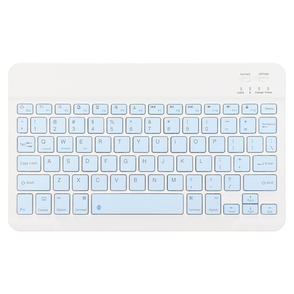 10-tums Bluetooth-tangentbordsset USB-laddning Ultratunt Tyst trådlöst tangentbord med DPI-mus för mobiltelefon bärbar dator Sky Blue