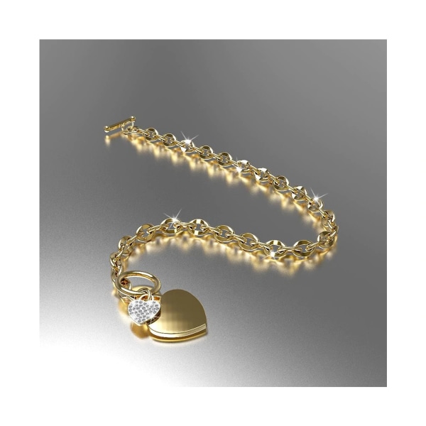 Diamantskåret Belcher Chain T-lock Toggle Armbånd i smykker i guldlag i stål
