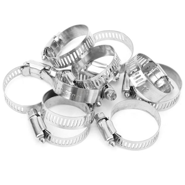 100 stk 18-32 mm slangeklemmer rustfritt stål kryssskruetype med 10 mm bredde