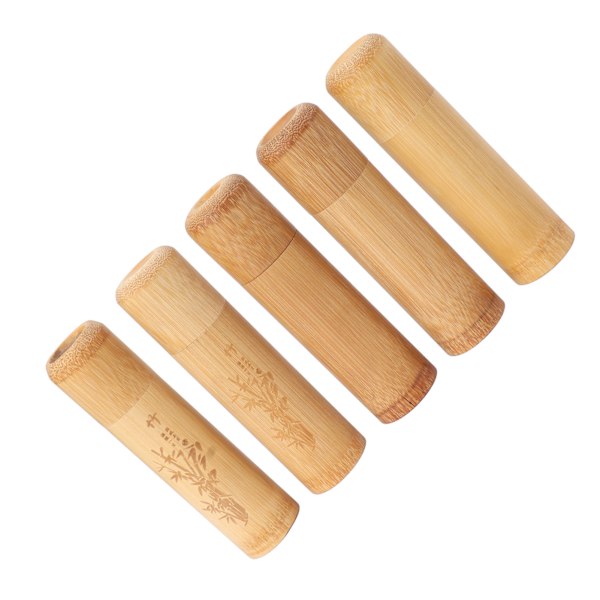 5 stk. 12 cm Lange Rejse Bambus Teboks Teopbevaring Beholder Glas til Kaffe Bønner Nødder 2 stk. Bambus Type 3 stk. Blankt Type