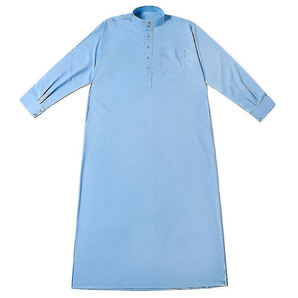 Taivaansininen Miesten Pitkä Islamilainen Kaftan Thobe Pukeutumistakki 3XL