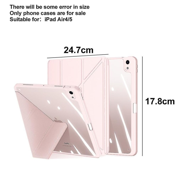 Case kanssa yhteensopiva Ipad Air4/5 10.9, irrotettava case , läpinäkyvä cover pink