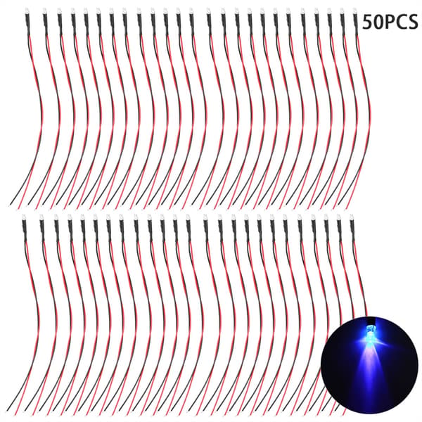 12V LED lysdiode med ledningssett 3mm rundt hode markeringslys Perler Lilla lys