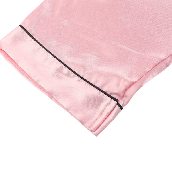 Emulering Silk Pyjamas Långärmad Fritidskläder Pure Pink Andas Bekväm för hemmasovning