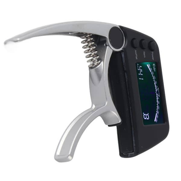 Gitarr Capo Tuner Zinklegering ABS 2 i 1 klämma med LCD Kompatibel med akustisk elektrisk klassiska UkuleleSilver