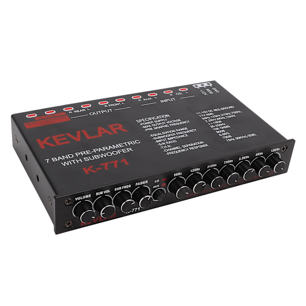 Bilstereo grafisk equalizer Universal lavpas 7-bånds variabel forstærkningsjustering High Level Input EQ til stereosystem