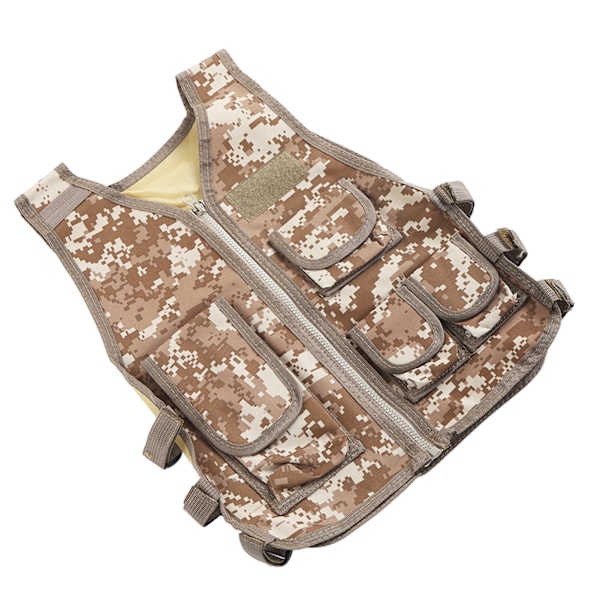 Børne Combat Vest Oxford Klud Talje Justerbar Multi Lommer Børnevest til Vandreture Bjergbestigning Camouflage S