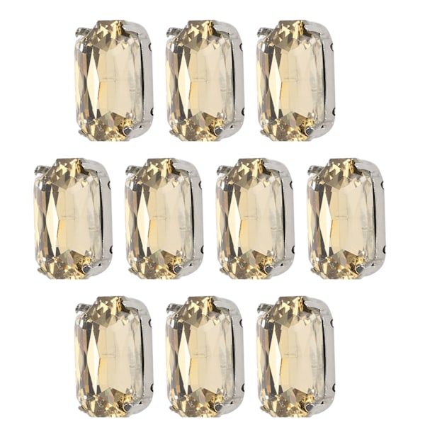 10 stk. Sy På Rhinestones Krystaller Skinnende Knapper Dekorasjon for DIY Håndverk Klær Sko Vesker 1,8 x 2,8 cm Lys Brun Rektangulær