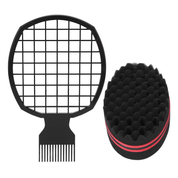 Hair Twist Comb Svampset Hemsalong Professionell Bärbar Afro Hair Sponge Curl Comb Styling Tool