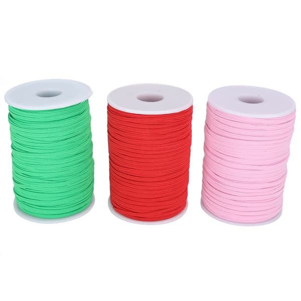 Elastiskt band platt syrepsträng DIY ärmmasktillverkning högelastisk 100 yards rulle (röd rosa grön)