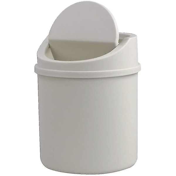 2 liters skrivebordssvinglokk i plast søppelbøtte for avfall (hvit)