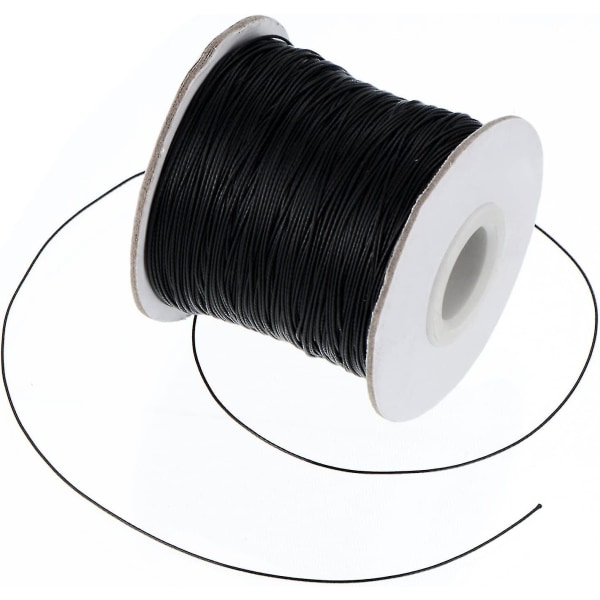 Gjør-det-selv vokssnor imitert skinntråd flettet vokssnor svart (160 m, 0,5 mm diameter)
