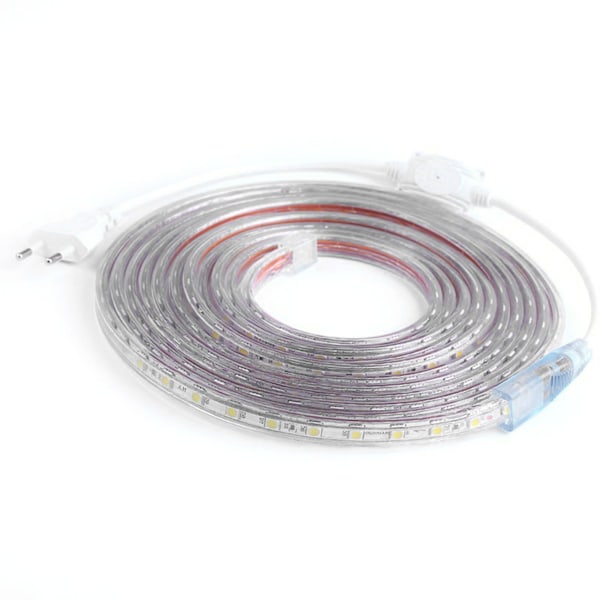LED Strip Lights 16,4ft Long 20W Flexibilitet Klippbar Vattentät LED Strip Ambient Light Strip EU-kontakt 220V Vitt ljus