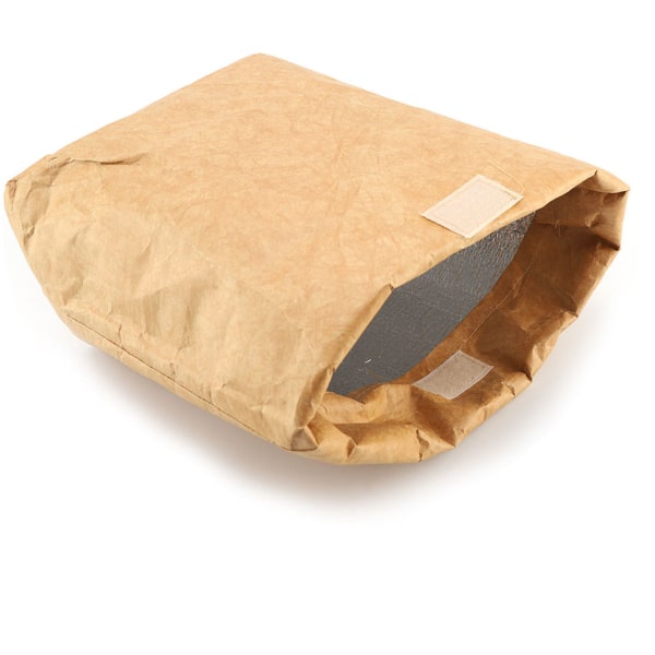 Vanntett isolert lunsjboks oppbevaring piknik Dupont papirpose for barn kvinner menn (brun)