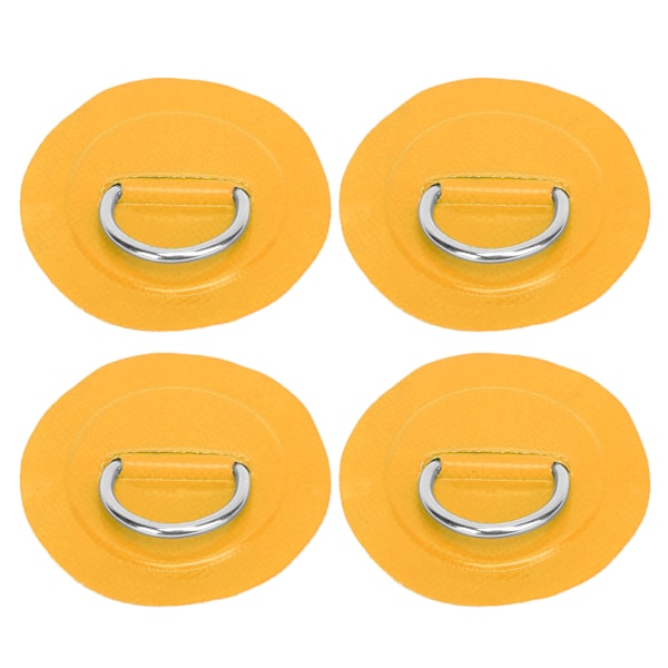 4 st PVC-lapp med elastiskt rep, D-ring, bungee-snöre, rostfritt stål, D-ring, pad, gul