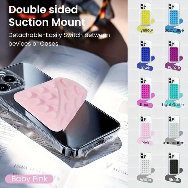 Dobbeltsidig silikon sugekopp biltelefonholder for iPhone/Android[NX] Black