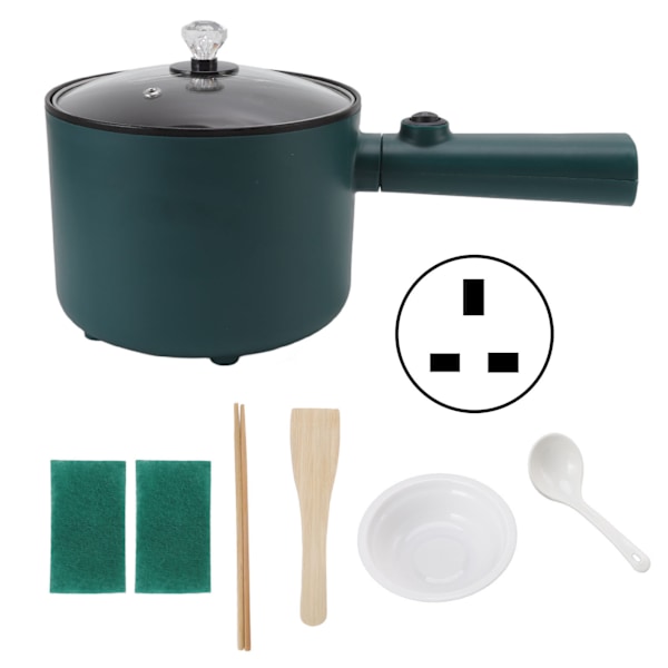 Elektrisk Gryde 1,8 L Non-Stick Madklasse 2 Temperaturindstillinger 6 Funktioner Længt Håndtag Elektrisk Komfur til Hjemmelavet Mad UK Stik 220V