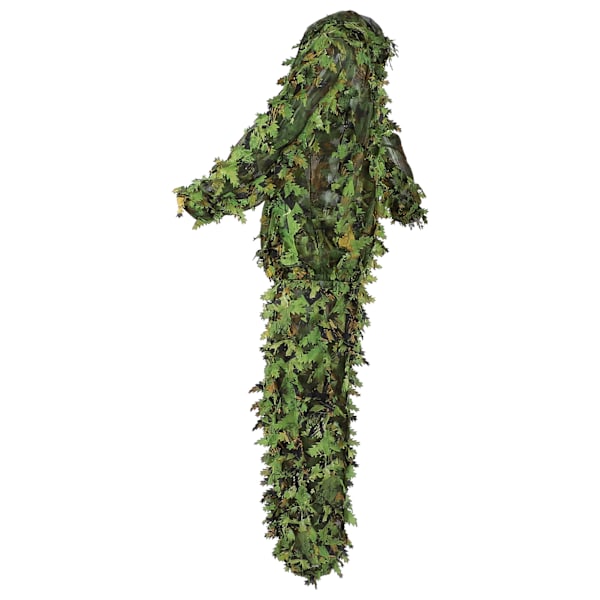 Grøn Wild Camouflage Ghillie Suit 3D Bladjakke og Bukser Sæt Tøj til Jagt