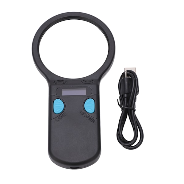 Pet Microchip Scanner med forstørrelsesglas LED-lys Animal RFID Chip Reader til Hund Kat Gris