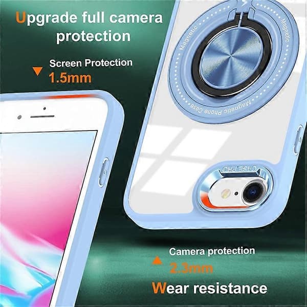 Kompatibel med iPhone 7 / 8 / SE (2020) / SE (2022) Magnetisk deksel PC+TPU Telefondeksel Ringstativ LightBlue