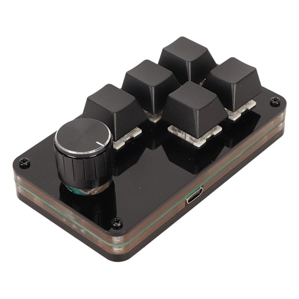 Programmerbar knappsats med 5 taster og 1 ratt Blå bryter Mekanisk Hot Swappable kablet USB-minitastatur for Media Games Office